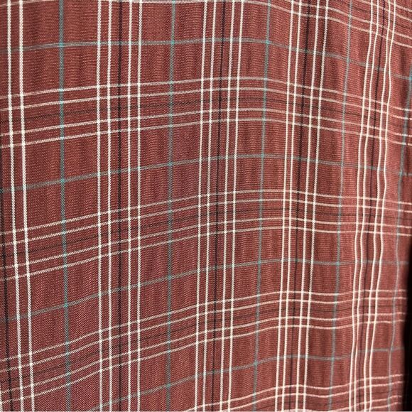 Woolrich Men Button Down Shirt 3XLT Burnt Orange Geometric‎ Plaid Cotton Modal - Picture 9 of 9